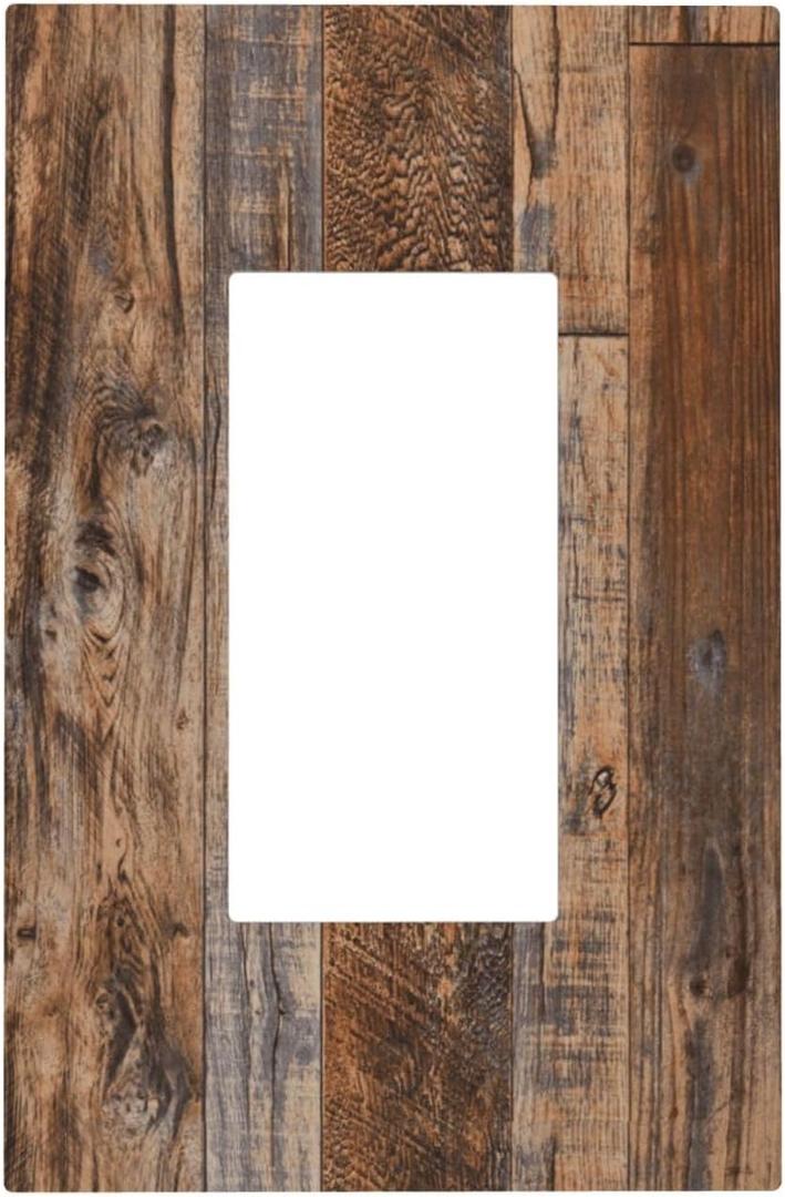 Vintage Board Rustic Brown Wood Texture Decorative Outlet Covers 1 Gang Single Rocker Light Switch Cover Plate Wall Plates GFCI Faceplate for Farmhouse Home Decor