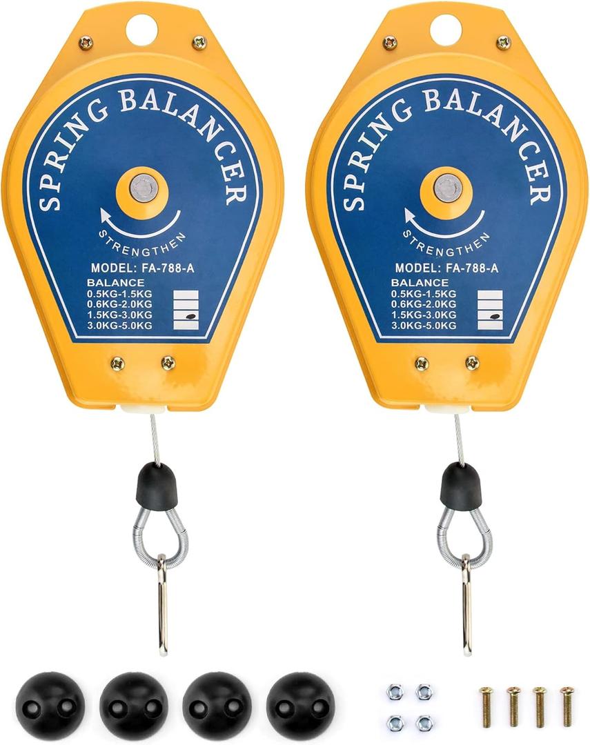 QWORK Spring Balancer, 2 Pack 3.3lbs - 6.6lbs Bearing Retractable Tool Fixture Holder for Assembly-line