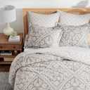 Levtex Home - Becker Taupe Comforter Set - King Comforter + Two King Pillow Cases - Ikat - Taupe, Grey and Cream - Comforter (106 x 94in.) and Pillow Cases (36 x 20in.) - Cotton
