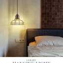 Industrial Pendant Lights Kitchen Island Black 8.7", Hanging Light Fixtures with Clear Glass and Metal Cage, Farmhouse Kitchen Pendant Light for Dining Room, Bedroom, Living Room