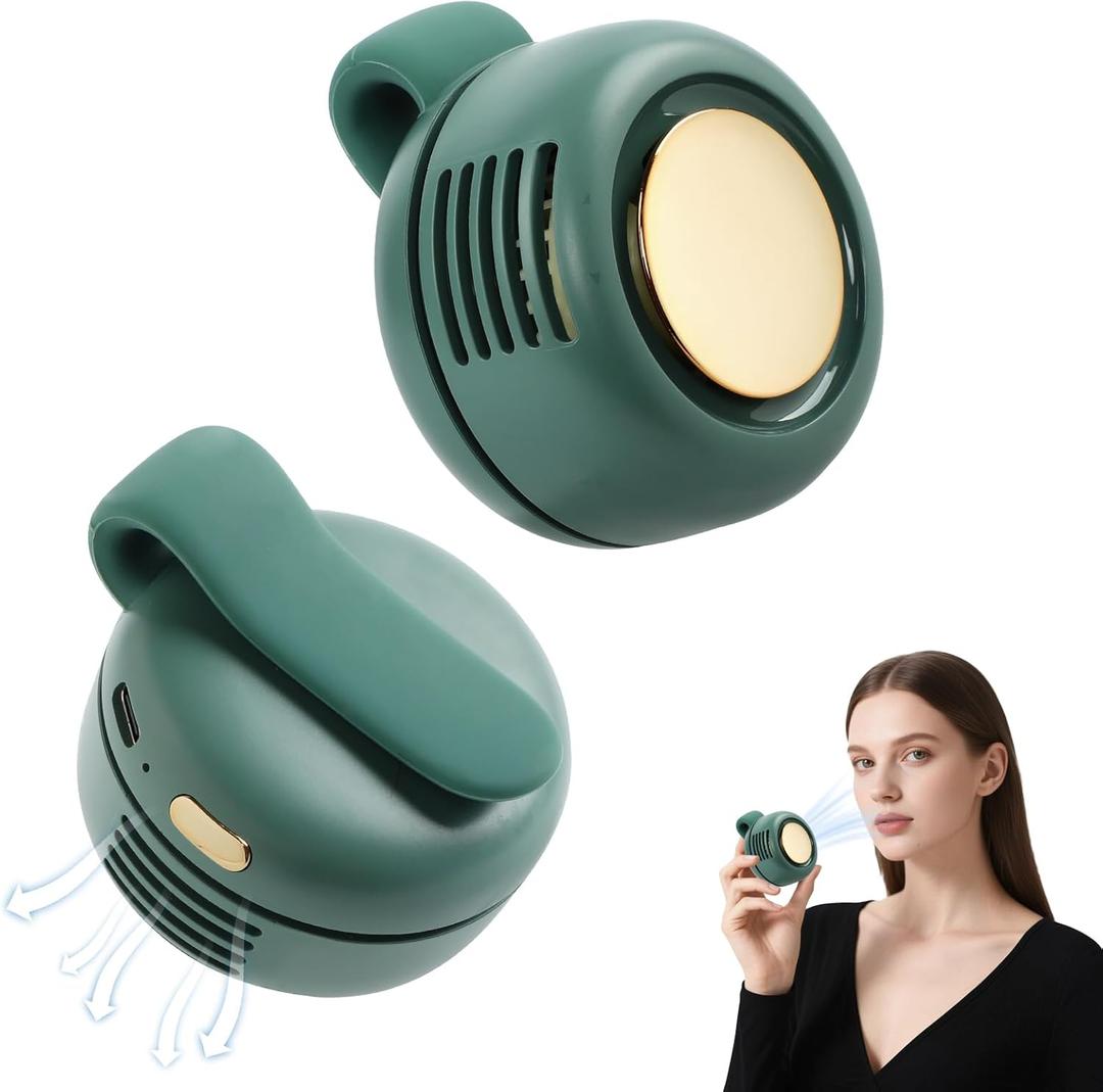 Small Clip Fan, Portable Silent Mini Bladeless Fan Clip On, 3 Speeds Clip-on Fans for Shirt, Mini Whirlwind Fans for Waist Clips (Green)
