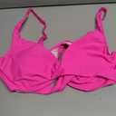 Womens Underwire Push Up Bikini Top Adjustable Wide Straps Cropped Tankini Swimsuit Top Only (Pink, L)