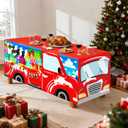 6 FT Christmas Red Truck Tablecloth Xmas Truck Table Cloth Washable Fabric Polyester Rectangle Table Cover for Birthday Winter Christmas Holiday Party Decorations Tablecloths