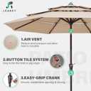 JEAREY 9FT 3 Tier Patio Umbrella Outdoor Market Umbrella Table Umbrellas with 8 Ribs 1.5 Pole Push Button Tilt and Crank UV Protection for Garden,Beige