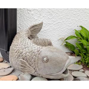 Teaeeno Fish Gutter Downspout Extension Decoration,3''x4'' Downspout Extender Diverter Splash Block Sculpture Outdoor Decor,Animal Resin Statue Ornaments, for Garden,Terrace,Lawn,Yard (White)