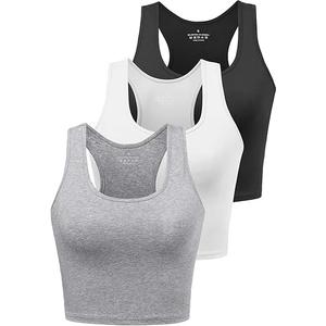 Sports Crop Tank Tops for Women Cropped Workout Tops Racerback Running Yoga Tanks Cotton Sleeveless Gym Shirts 3 Pack S