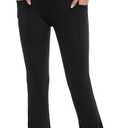 Flare Leggings for Women with Pockets High Waist Tummy Control Casual Yoga Pants for Workout Gym (Black, S)