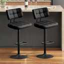 Furniliving Modern Bar Stools Set of 1 Faux Leather, Upholstered Swivel Barstools with Back, Adjustable Bar Chairs Counter Height for Kitchen Island, Dining Space, Black