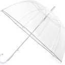 Clear Bubble Umbrella, Large Canopy Transparent Dome Coverage Stick Umbrella with Reflective Strip, J Hook Handle European Style for Weddings, Prom, Graduation, and Outdoor Events