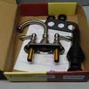 Two Handles Brushed Nickel Bathroom Faucet 3 Hole Sink Faucet with Overflow Pop up Drain, 360 Swivel Spout 4 Inch Centerset Lavatory Faucet Without Water Supply Lines,F-4501-BN