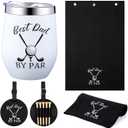 2 x 3 Pcs Golf Gifts for Dad Men Husband Best Dad by Par Accessories Set Kit Include 12 oz Tumbler Tee Holder with Wood Golf Tee and Black Towel for Thanksgiving Day Christmas Birthday Gifts