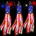 2 x 3 Pcs Large 70"+60"+40" American Windsock Heavy Duty, Memorial Day Decorations,Patriotic Fourth of July Outdoor Decor,American USA Flag Windsocks,Red White and Blue Decor for 4th of July,Outside