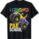 I Crushed Preschool Monster Truck Graduation Cap Gift Boys T-Shirt Gray 4T,Black 