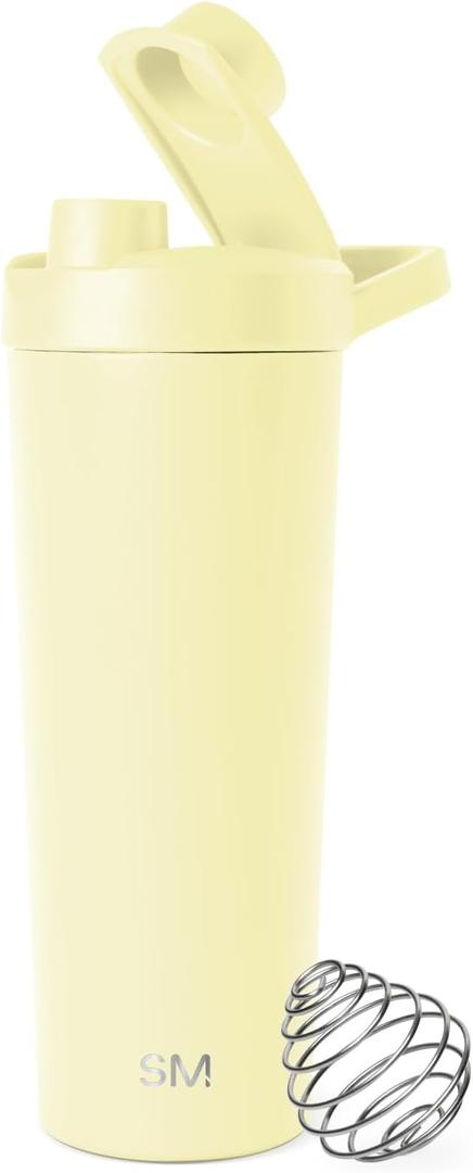 Simple Modern Stainless Steel Shaker Bottle with Ball 24oz | Metal Insulated Cup for Protein Mixes, Shakes and Pre Workout | Rally Collection | Buttercup