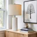 USumkky 26" Tall Table Lamp for Living Room -Vintage White Lamps Set of 2 Modern Ceramic Lamps for Night Stands, Bedside Lamp for End Tables, Nightstand Lamps for Bedroom