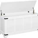 Storage Chest, 47.2" Storage Trunk with 2 Safety Hinges, Wooden Toy Chest, Entryway Shoe Bench, Large Toy Box for Kids Room, Bedroom, Living Room, White SCBW4901