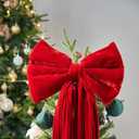 Christmas Decorations - Giant Red Xmas Bow - 70x16 Inch Oversized Red Velvet Christmas Tree Topper - Christmas Ribbon Gift Bow - Indoor/Outdoor Xmas Decor for Home Wreaths/Mantels/Front Door/Wedding