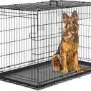 Dog Crate - Extra Large 48 Inch Double Door Portable Dog Cage, Metal Wire Pet Kennel with Secure Lock, Leak-Proof Pan Tray, Foldable Design for Dogs Pets Indoor Training and Outdoor Trave