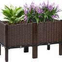 Raised Garden Bed with Legs, 20" Tall Planters for Outdoor Plants 32"Lx16"W
Elevated Self Watering Planter Box Rattan Pattern , 11.8" Deep Rectangular Garden Bed for Vegetables, Flowers, Herbs