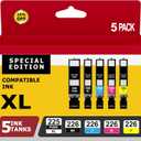 225 226 Ink Cartridges Compatible for Canon PGI-225XL CLI-226XL Works with Canon PIXMA MX882 MG5220 MG5320 MG6120 Printers (PGBK, Black, Cyan, Magenta, Yellow, 5 Pack)
