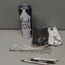 Domensi 6 Pcs Best Boss Gift Set Thank You for Women Boss Day Appreciation Day Gift 20oz Rustic Marble Sign Tumbler Makeup Bag A6 Notepad with Ballpoints Valentines Leader Manager Supervisor(Black)