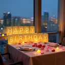 Happy Birthday Decorations for Women Men, Light Up Letters Luminary Bags with 30PC Bright LED Candles and 2000PC Fake Rose Petals, Surprise Birthday Party Banner Signs