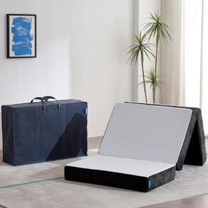 Odorless Foldable Mattress Twin XL 80" x 38" x 6", 6 Inch Folding Foam Mattress with Storage Bag, Fiberglass Free Trifold Memory Foam Mattress for RV, Guest Bed