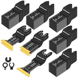 55 PCS Oscillating Saw Blades, Professional Universal Titanium Oscillating Tool Blade for Metal Nails, Wood and Plastic, Multi Tool Blades Kits Fit Dewalt Milwaukee Ryobi Rockwell Fein