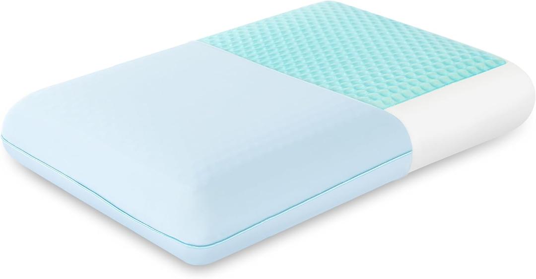 EGOHOME Cooling Gel Memory Foam Pillow - Reversible Cooling Cover, Neck Support for Side, Back and Stomach Sleepers, Removable & Machine Washable, All-Season Comfort, Standard Size, Blue, 23.6"L x 15.8"W