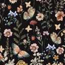 Timeet Peel and Stick Wallpaper Vintage Floral Wallpaper Butterfly Flower Wall Decor Bedroom Self Adhesive Removable Wallpaper 16.14" x196.8" Vinyl Roll (Black/Multicolor)