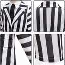 Kids Beetle Ghost Movie Cosplay Costume Black and White Stripe Jacket Shirt Pant Set Boys Halloween Suit with Wig (130(Height:47-51Inch))