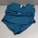 Yonique Women Plus Size High Waisted Bikini - Ribbed Two Piece Swimsuit Tummy Control Bathing Suit V-Wired 2026 Swimwear (Teal)