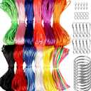 FDNDAMEI 12 Colors Nylon String for Bracelets, Waxed String for Bracelet Making, Satin Nylon Cord for Jewelry Making, Nylon Beading Thread for Craft, String for Bracelet, Necklace, Knit Craft 12 Rolls