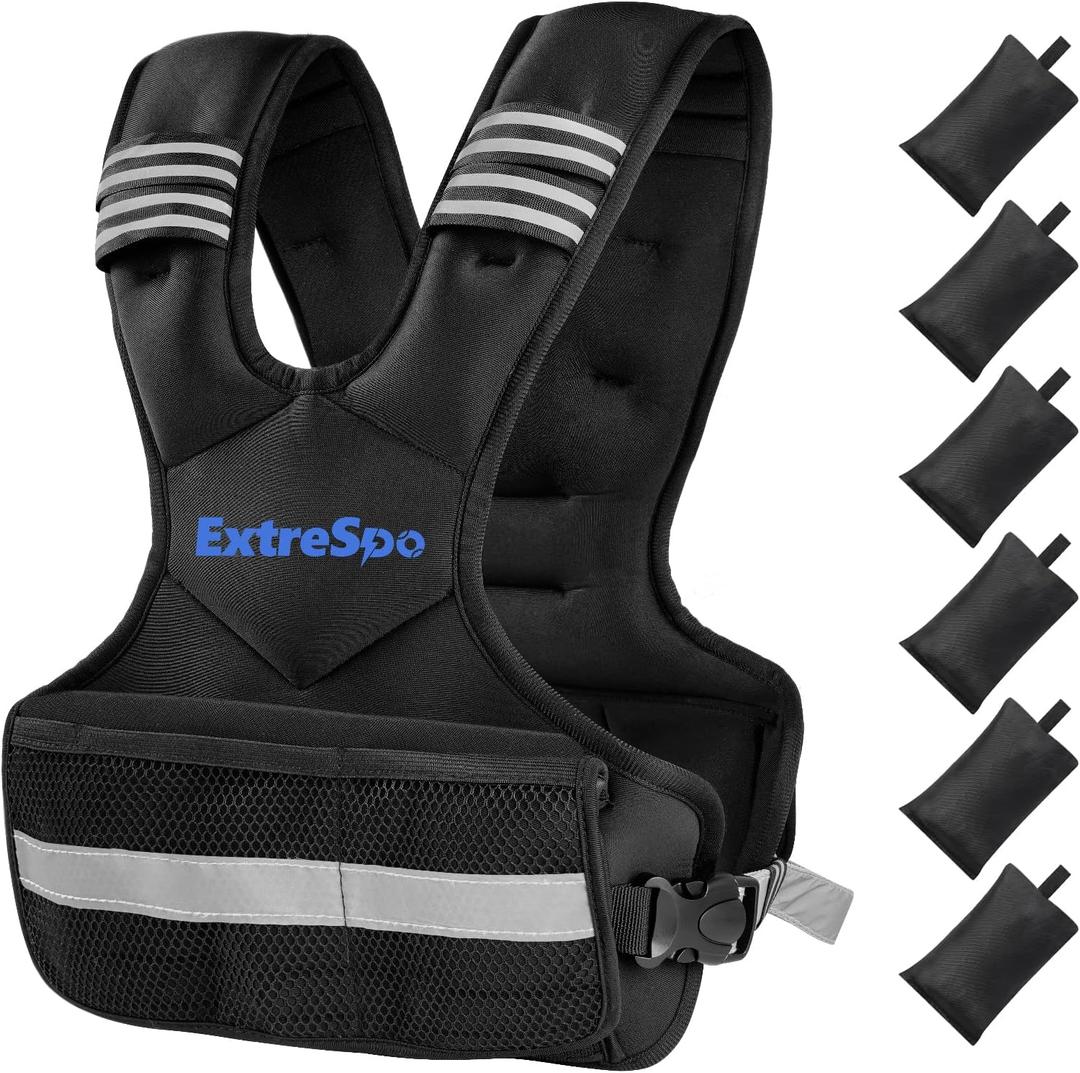 Adjustable Weighted Vest for Women, 4-10lb Weight Vest with 6 Ironsand Weights, Body Weight Vest Exercise Set with Reflective Strip for Strength Training and Workout