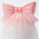 DN DECONATION Easter Decorations Bunny and Egg Figurines Set, Pink to White Gradient Easter Spring Home Decor, Ceramic Rabbit Egg Sculpture for Farmhouse Tabletop Centerpiece Wedding Gifts 2PCS