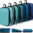 5 Pack Compression Packing Cubes for Travel Space Saving Cubes Luggage Organizer for Suitcase(Blue,M)