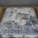 Washable Area Rug 8x10ft, Indoor Entryway Rugs with Non Slip Rubber Backing for Bedroom Living Room - Thin Floor Carpet for Entrance Home Office Dorm,Navy Blue/White