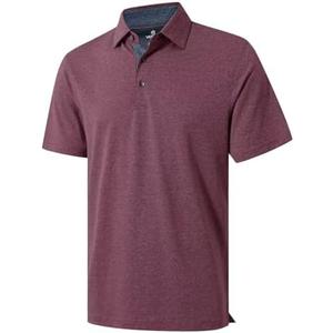 VEBOON Men's Polo Shirts Long and Short Sleeve Cotton Blend Heather Moisture Wicking Casual Collared Shirts 2XL
