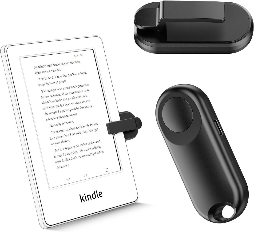 RF Remote Control Page Turner for Kindle Paperwhite Accessories Ipad Reading Kobo Surface Comics/Novels Tablets Android Taking Photos Camera Video Recording Triggers(Black)