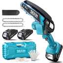 Seesii Mini Chainsaw, 6-inch Mini Chainsaw Cordless, Handheld Electric Power Chain Saw with 2 Batteries, for Tree Trimming Wood Cutting, Best Gifts for Father, Dad, Husband, Men (Sky Blue)