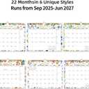 2 x 2026 Calendar 18 Monthly Wall Calendar Runs from January 2026 until June 2027 Spiral Binding Hanging 11.5" x 14.7" Thick Paper with Julian Dates and Block for School OfficeFlower