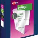 Avery Durable View 3 Ring Binder, 2 Inch Slant Rings, 530-Sheet Capacity, DuraHinge, 2.8 Inch Wide Spine, Customizable Clear Covers and Spine, 1 Dark Blue Binder (17034)