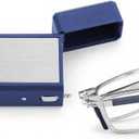 Foldable Reading Glasses with Blue Light Blocking, Ultra-Thin Pocket Readers with Pop-Up Case for Men & Women
