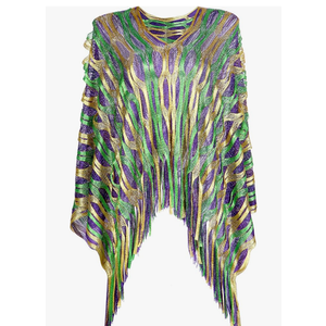 Frienda Mardi Gras Outfit for Women Mardi Gras Poncho Scarf Shawl Costume Apparel Accessories Masquerade Party