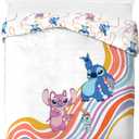 Jay Franco Duvet Cover Set 3 Piece Comforter Cover and Sham Set, Super Soft Cozy Kids Bedding (Insert Not Included) White - Lilo and Stitch, Queen
