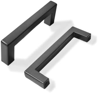 khtumeware 5 Pack 3 inch Center to Center Solid Matte Black Cabinet Pulls Slim Square Bar Drawer Handles Cabinet Handles Black Drawer Pulls Kitchen Cabinet Hardware
