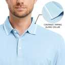 M MAELREG Mens Polo Shirts Short Sleeve Jacquard Performance Moisture Wicking Lightweight Casual Active Mens Golf Shirt (Blue, XXXL)