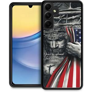 DAIZAG Case Compatible with Samsung Galaxy A15,Soft Shockproof Soft Cover,Christian Jesus God Bless American Flag