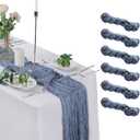 6 Pack Cheesecloth Table Runner 9ft,17 x 108 inch Gauze Table Runner Rustic Romantic Wedding Runner for Wedding Bridal Shower Fall Decoration,Dusty Blue