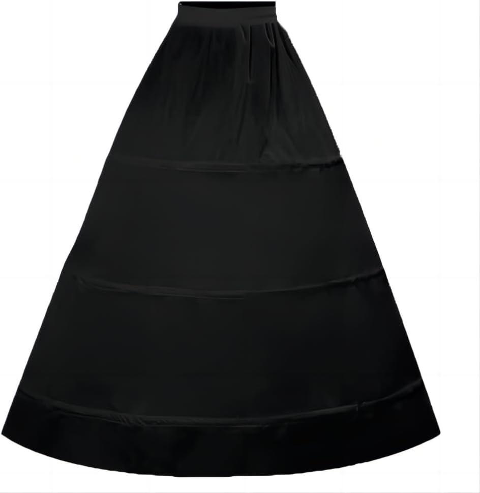 RULTA Women's Crinoline Petticoat Skirt A-line 3-Hoops underskirt suitable for wedding ball dresses bridal Slips Skirt (Black)